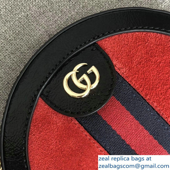 Gucci Ophidia Mini Suede Round Shoulder Bag 550618 Red 2018 - Click Image to Close