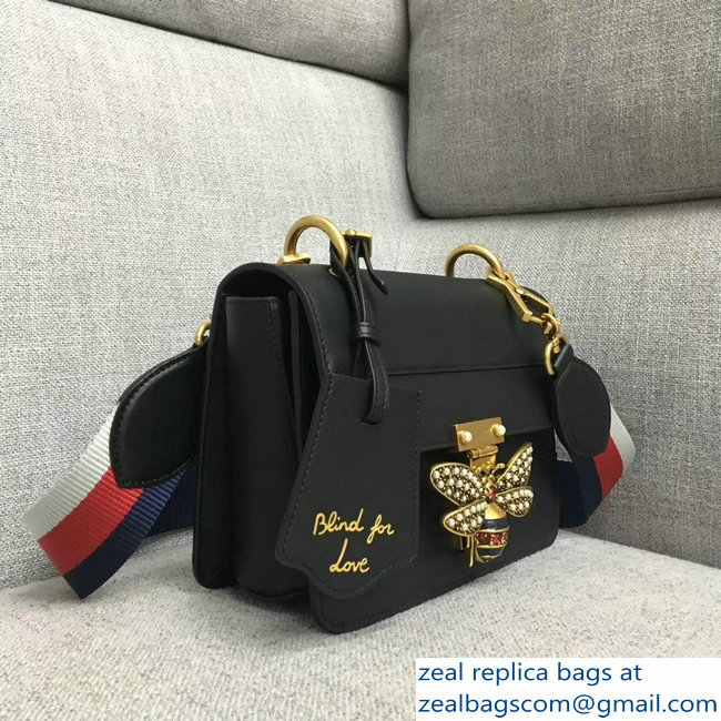 Gucci Queen Margaret Leather Metal Bee Shoulder Small Bag 476542 Black 2018