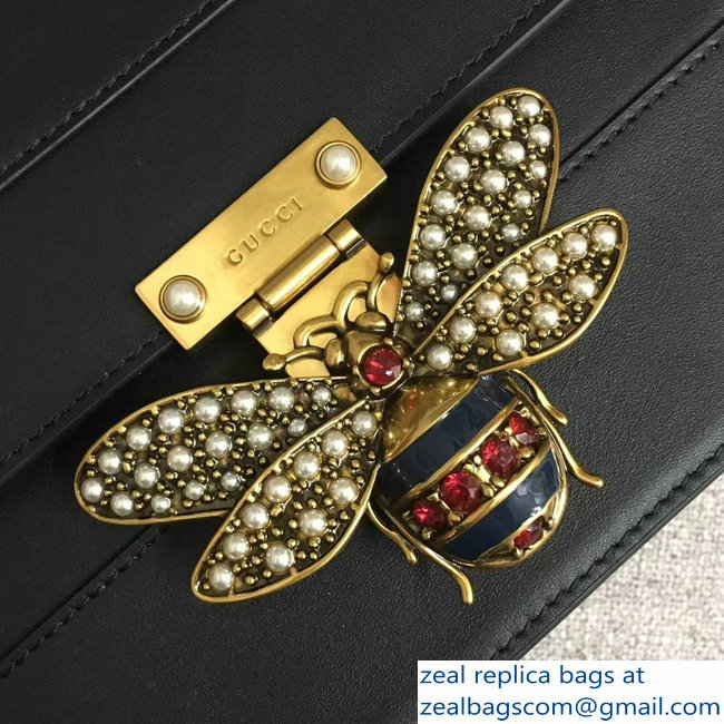 Gucci Queen Margaret Leather Metal Bee Shoulder Small Bag 476542 Black 2018