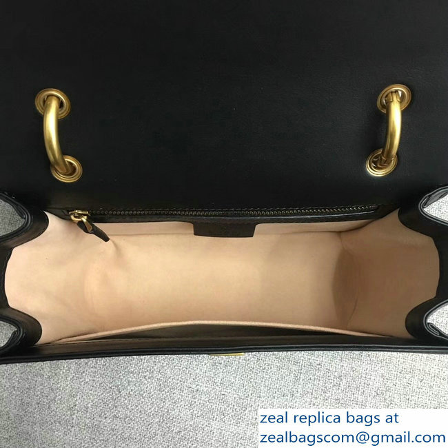 Gucci Queen Margaret Leather Metal Bee Shoulder Small Bag 476542 Black 2018