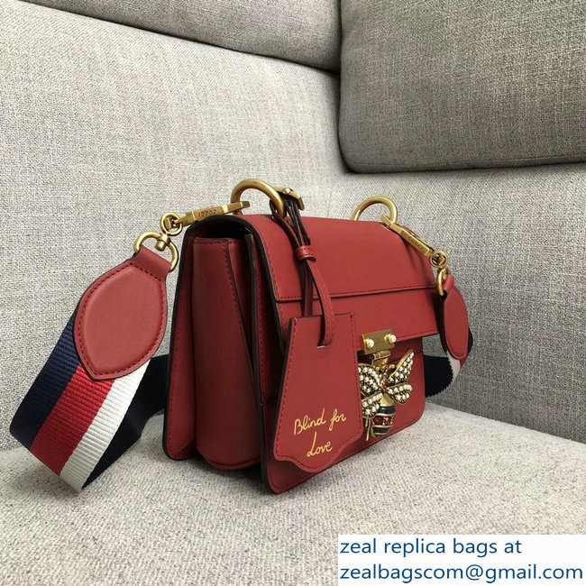 Gucci Queen Margaret Leather Metal Bee Shoulder Small Bag 476542 Red 2018 - Click Image to Close