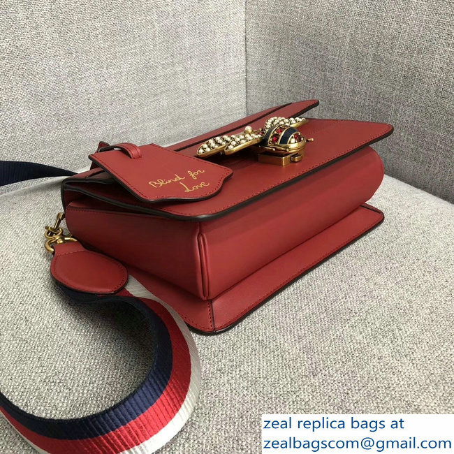 Gucci Queen Margaret Leather Metal Bee Shoulder Small Bag 476542 Red 2018
