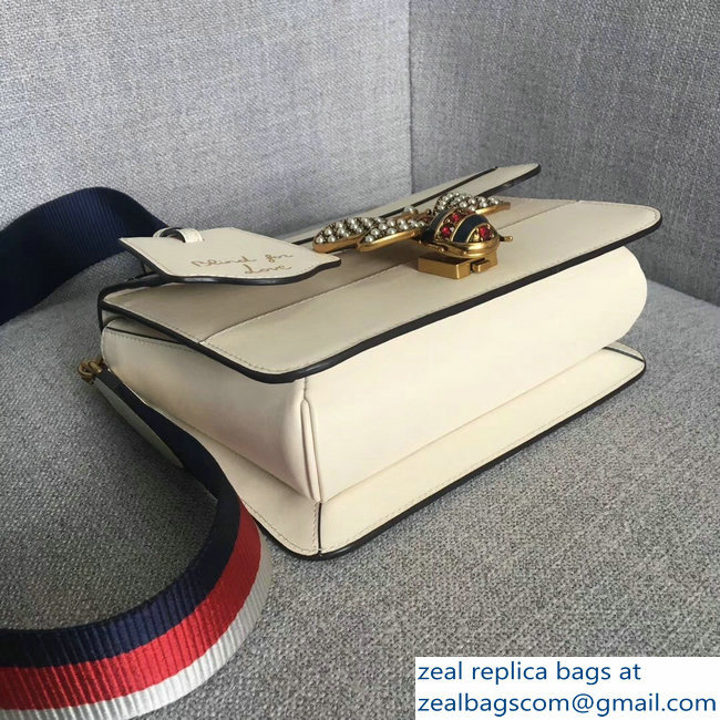 Gucci Queen Margaret Leather Metal Bee Shoulder Small Bag 476542 White 2018