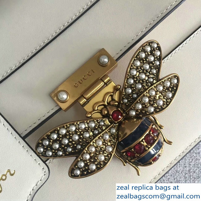 Gucci Queen Margaret Leather Metal Bee Shoulder Small Bag 476542 White 2018 - Click Image to Close