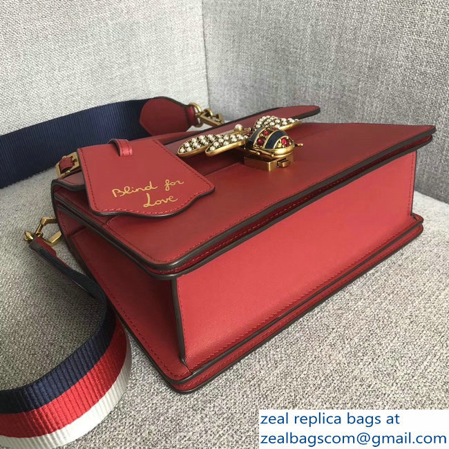 Gucci Queen Margaret Metal Bee Small Top Handle Bag 476541 Leather Red 2018