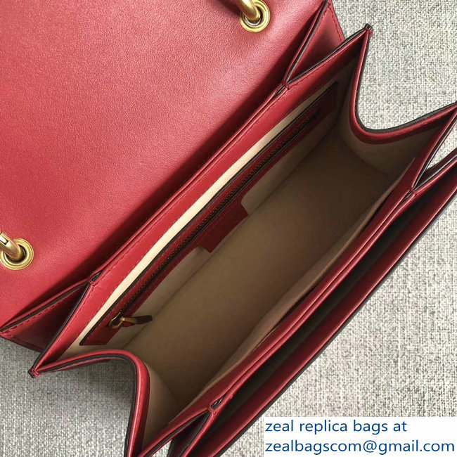 Gucci Queen Margaret Metal Bee Small Top Handle Bag 476541 Leather Red 2018 - Click Image to Close