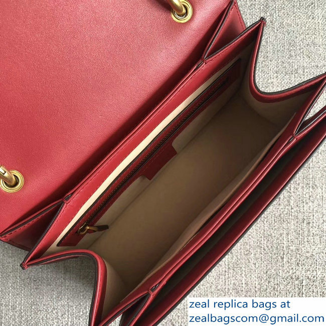 Gucci Queen Margaret Metal Bee Small Top Handle Bag 476541 Leather Red 2018