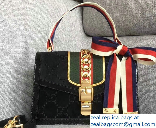 Gucci Sylvie Web GG Velvet Small Shoulder Bag 524405 Black 2018
