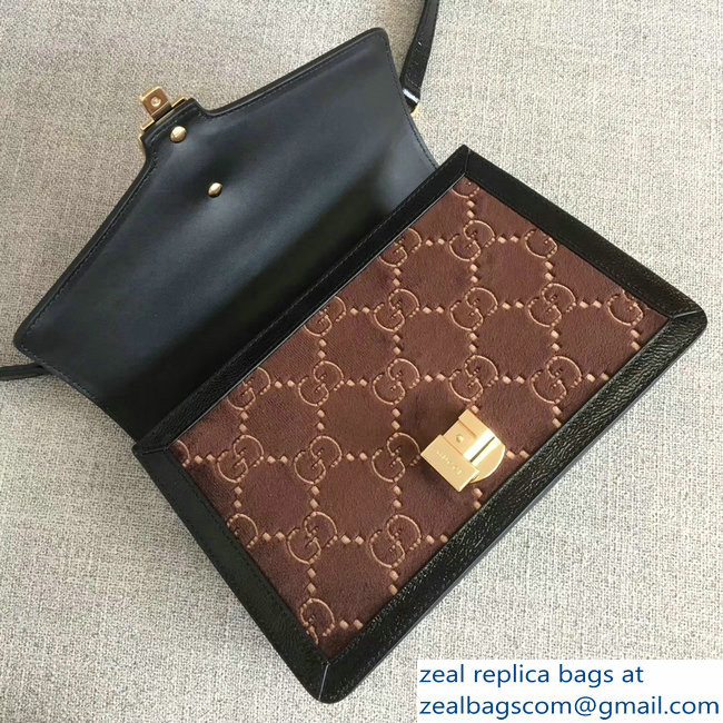 Gucci Sylvie Web GG Velvet Small Shoulder Bag 524405 Coffee 2018