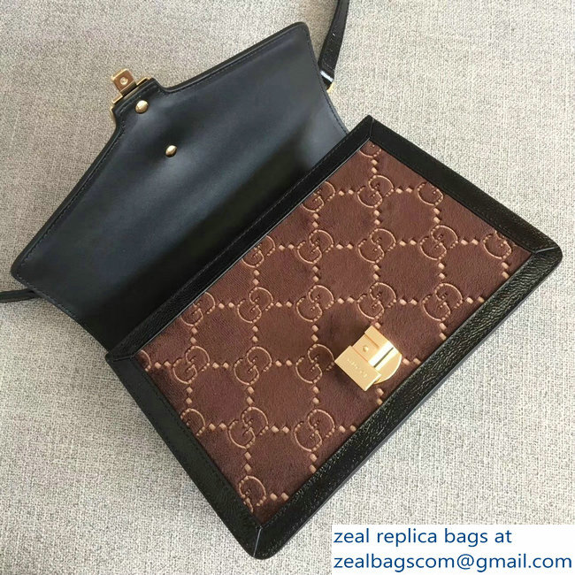 Gucci Sylvie Web GG Velvet Small Shoulder Bag 524405 Coffee 2018 - Click Image to Close