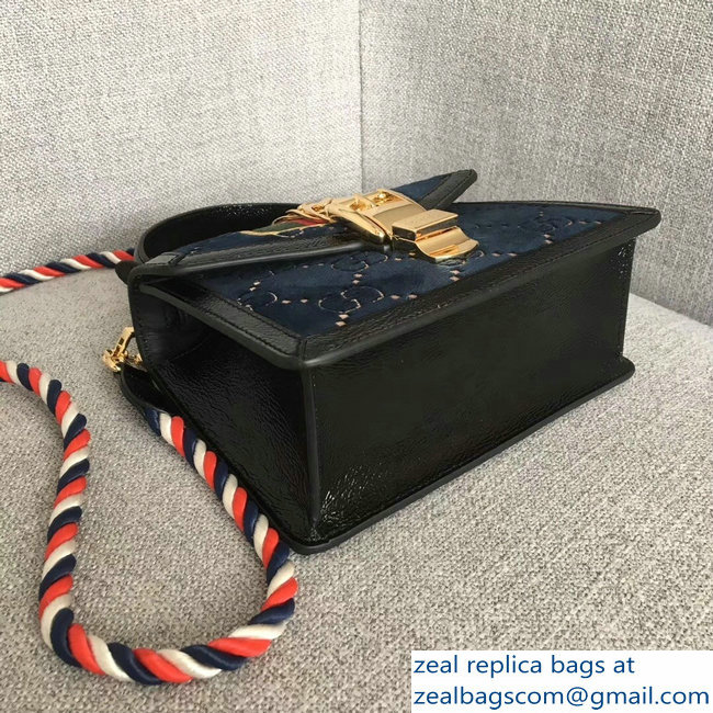 Gucci Sylvie Web GG Velvet Top Handle Shoulder Mini Bag 470270 Blue 2018