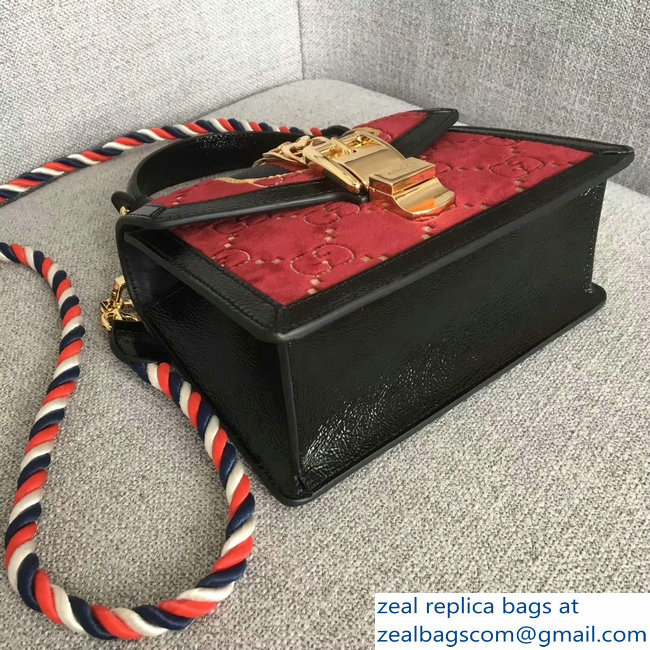 Gucci Sylvie Web GG Velvet Top Handle Shoulder Mini Bag 470270 Red 2018