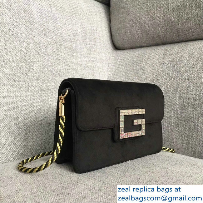 Gucci Velvet Shoulder Bag Black With Square G 544242 2018 - Click Image to Close