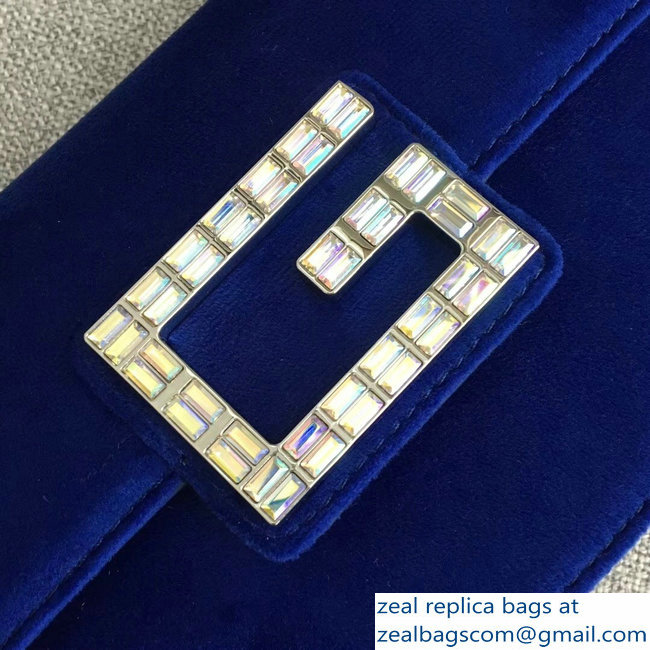 Gucci Velvet Shoulder Bag Blue With Square G 544242 2018 - Click Image to Close