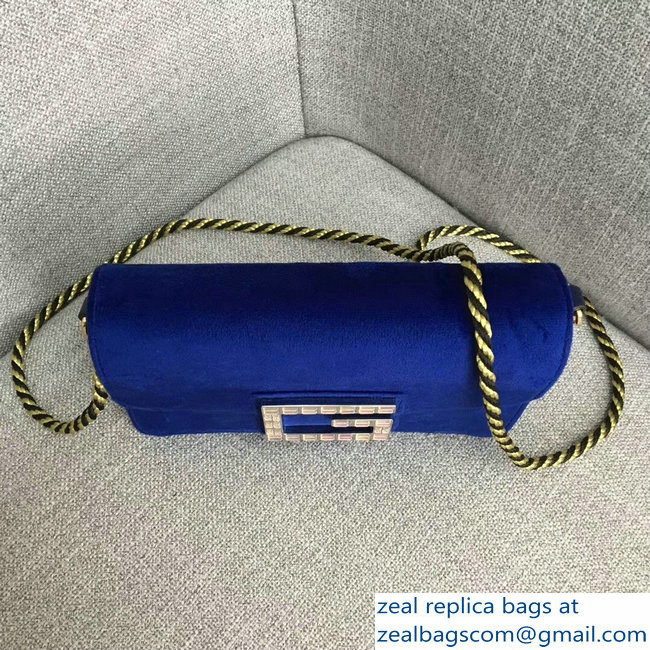 Gucci Velvet Shoulder Bag Blue With Square G 544242 2018