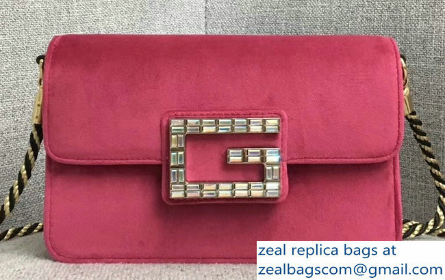 Gucci Velvet Shoulder Bag Fuchsia With Square G 544242 2018 - Click Image to Close