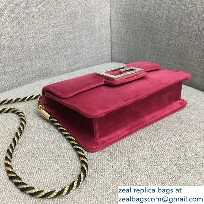 Gucci Velvet Shoulder Bag Fuchsia With Square G 544242 2018