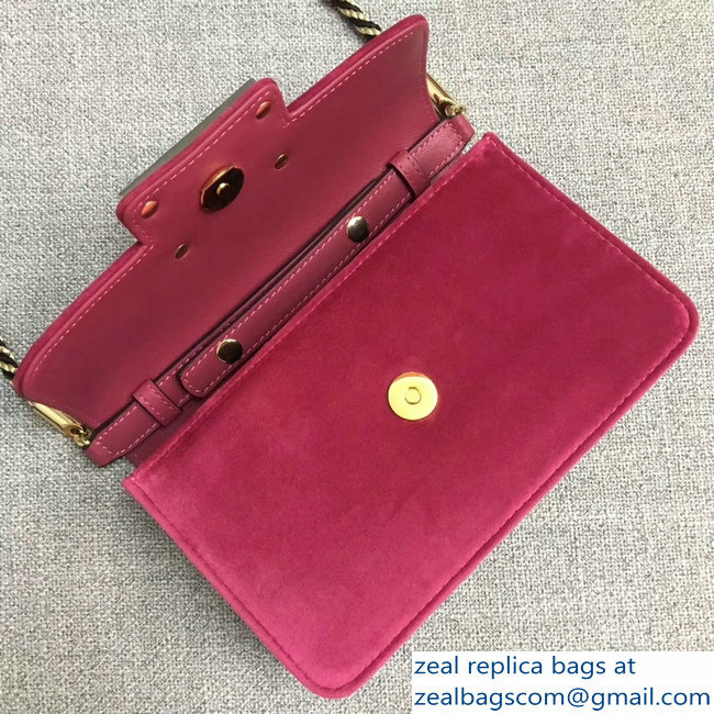 Gucci Velvet Shoulder Bag Fuchsia With Square G 544242 2018