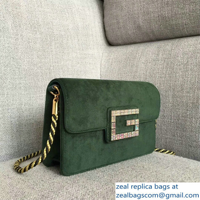 Gucci Velvet Shoulder Bag Green With Square G 544242 2018 - Click Image to Close