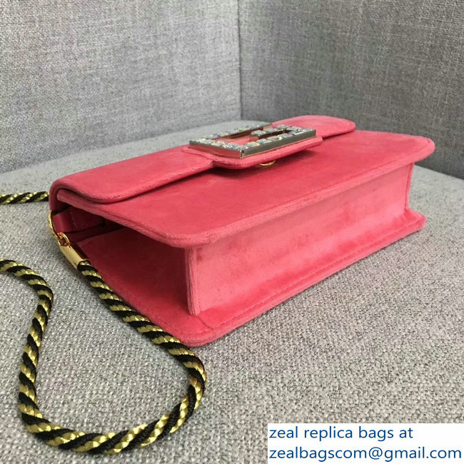 Gucci Velvet Shoulder Bag Pink With Square G 544242 2018