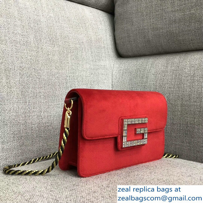 Gucci Velvet Shoulder Bag Red With Square G 544242 2018 - Click Image to Close