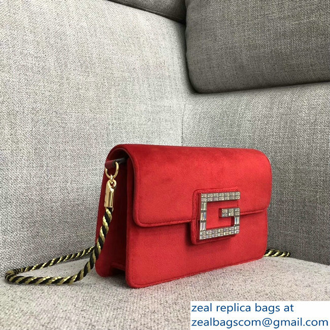 Gucci Velvet Shoulder Bag Red With Square G 544242 2018