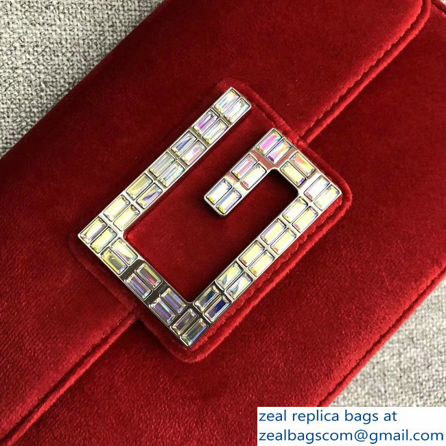 Gucci Velvet Shoulder Bag Red With Square G 544242 2018 - Click Image to Close