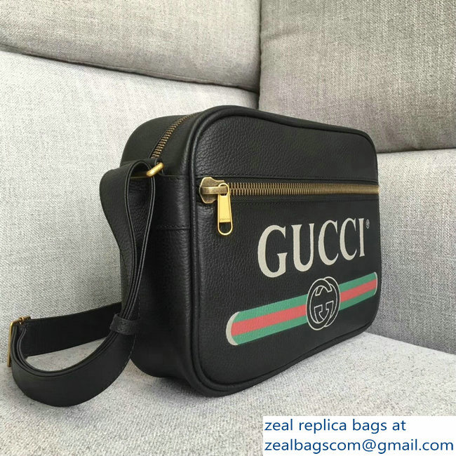 Gucci Vintage Logo Print Shoulder Bag 523589 Black 2018 - Click Image to Close