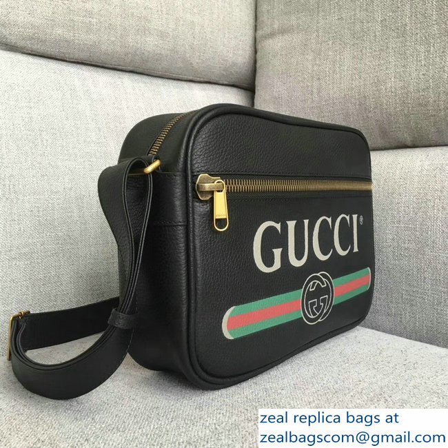 Gucci Vintage Logo Print Shoulder Bag 523589 Black 2018