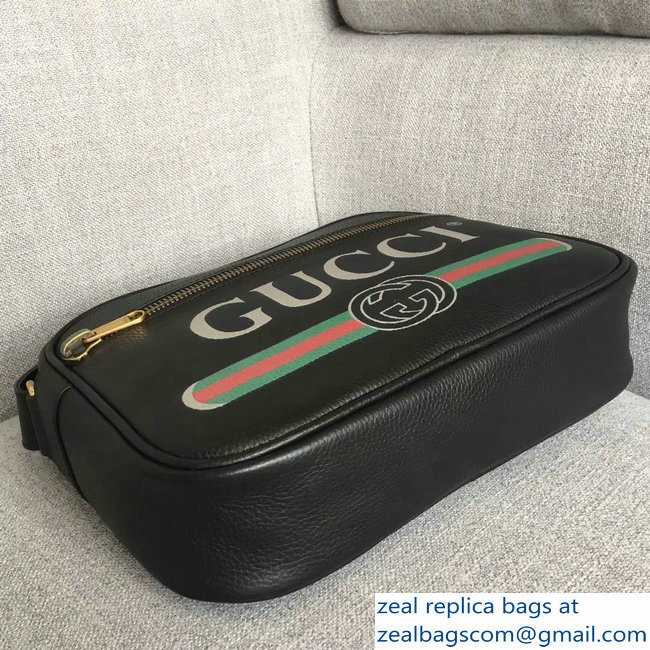 Gucci Vintage Logo Print Shoulder Bag 523589 Black 2018