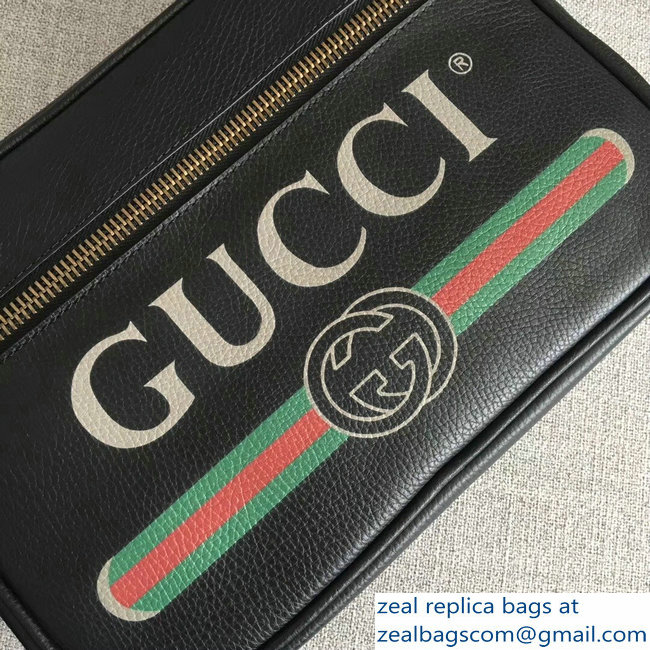 Gucci Vintage Logo Print Shoulder Bag 523589 Black 2018