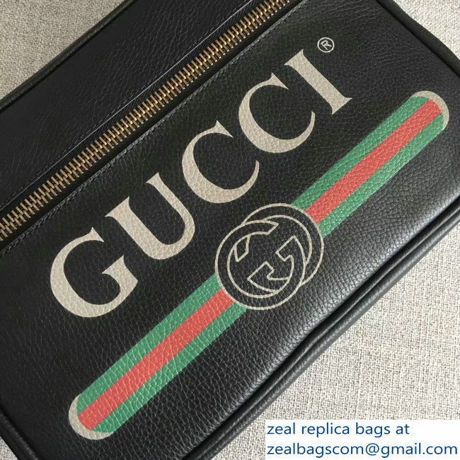 Gucci Vintage Logo Print Shoulder Bag 523589 Black 2018 - Click Image to Close