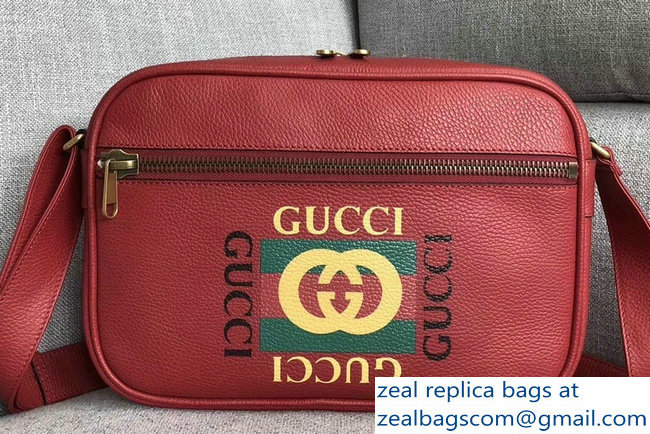 Gucci Vintage Logo Print Shoulder Bag 523589 Red 2018 - Click Image to Close