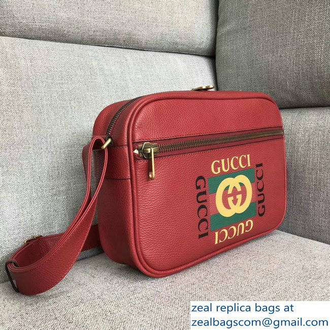 Gucci Vintage Logo Print Shoulder Bag 523589 Red 2018 - Click Image to Close