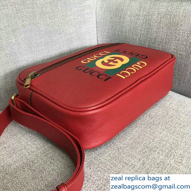 Gucci Vintage Logo Print Shoulder Bag 523589 Red 2018 - Click Image to Close