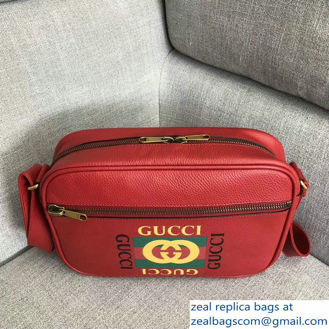 Gucci Vintage Logo Print Shoulder Bag 523589 Red 2018