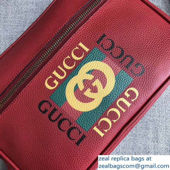 Gucci Vintage Logo Print Shoulder Bag 523589 Red 2018