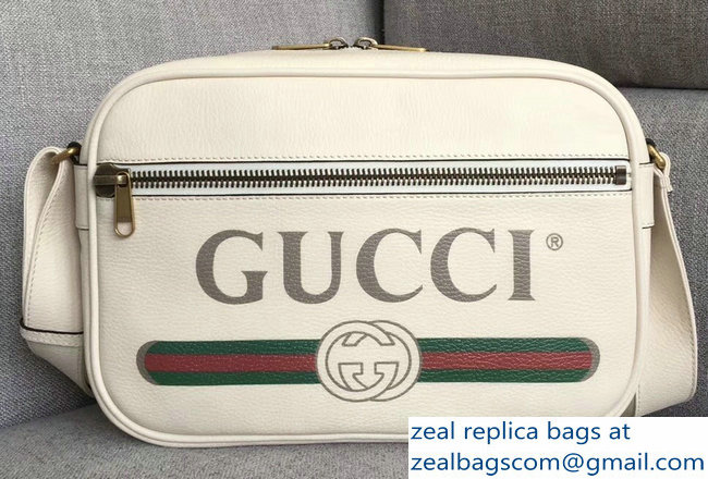 Gucci Vintage Logo Print Shoulder Bag 523589 White 2018 - Click Image to Close