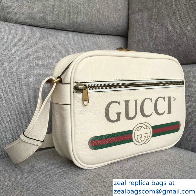 Gucci Vintage Logo Print Shoulder Bag 523589 White 2018