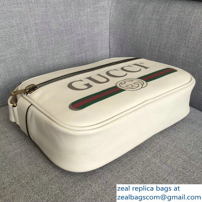 Gucci Vintage Logo Print Shoulder Bag 523589 White 2018