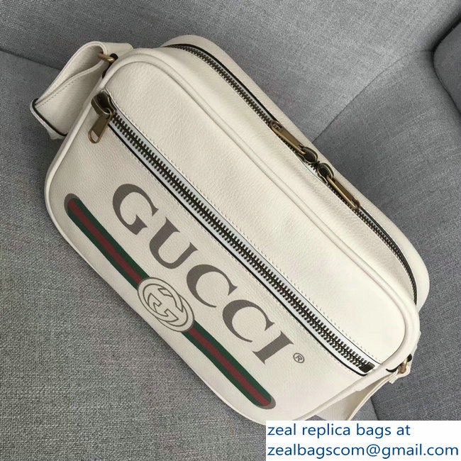 Gucci Vintage Logo Print Shoulder Bag 523589 White 2018