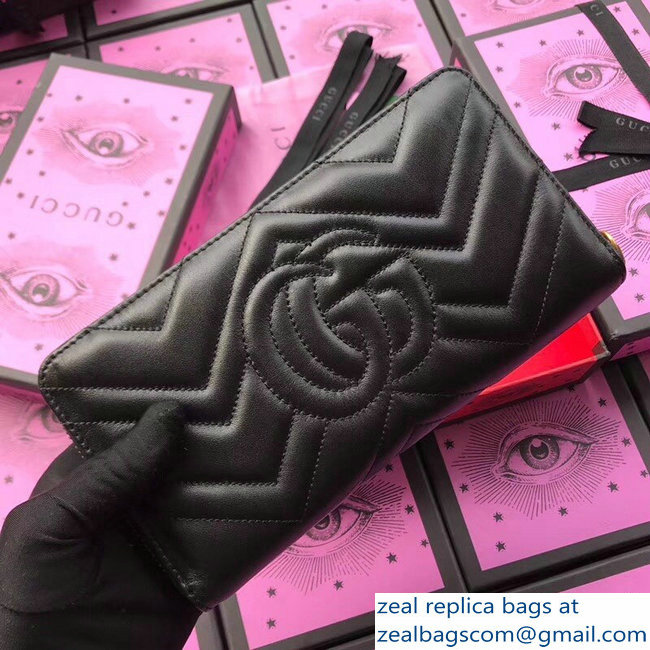 Gucci 16 Card GG Marmont Zip Around Wallet 474814 Black