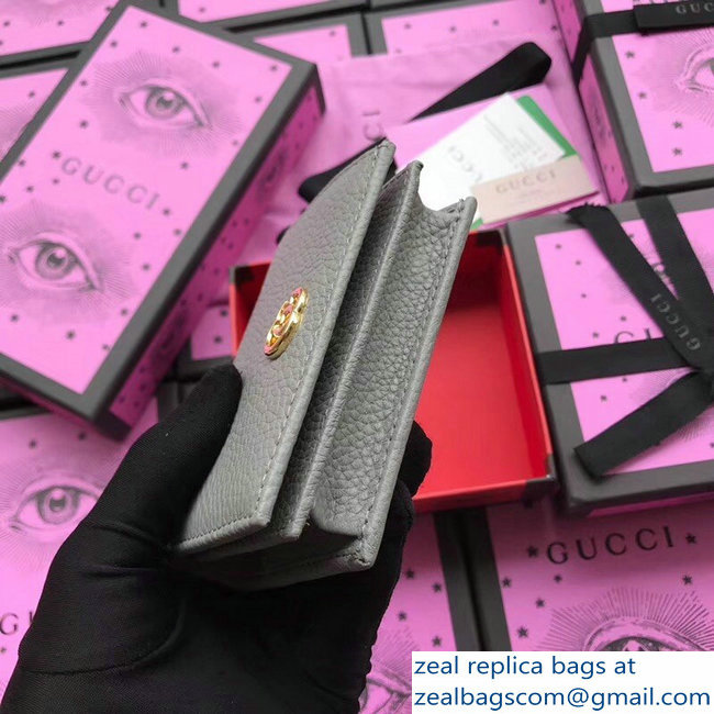 Gucci GG Leather Card Case 456126 Gray 2018 - Click Image to Close