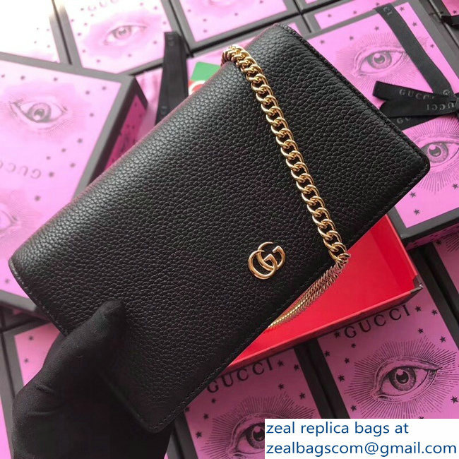 Gucci GG Leather Mini Chain Bag 497985 Black 2018