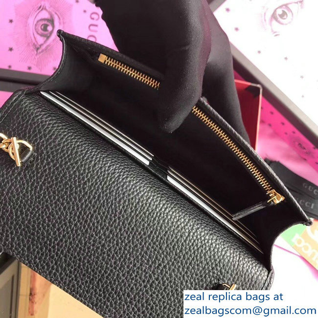 Gucci GG Leather Mini Chain Bag 497985 Black 2018 - Click Image to Close