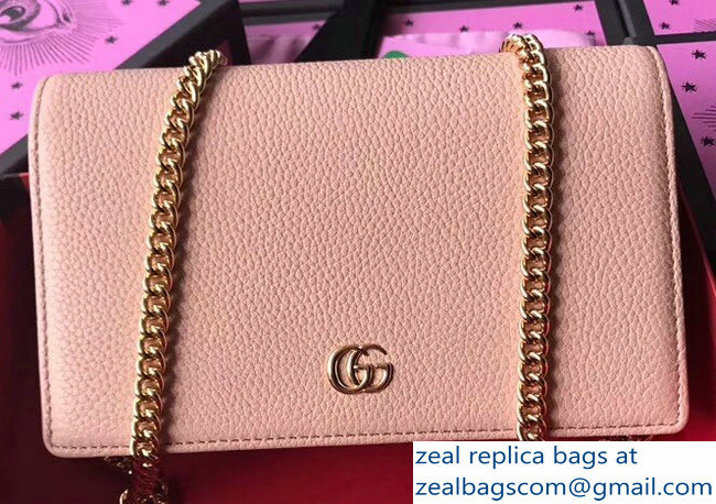 Gucci GG Leather Mini Chain Bag 497985 Nude Pink 2018 - Click Image to Close