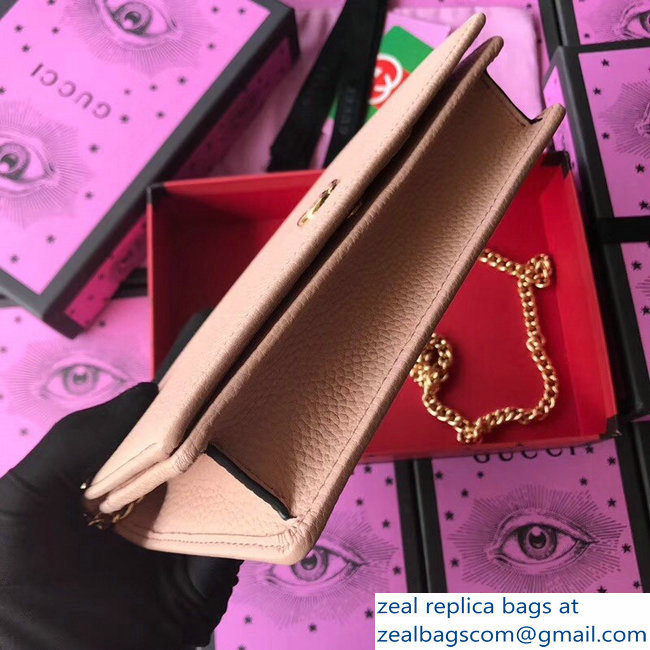Gucci GG Leather Mini Chain Bag 497985 Nude Pink 2018 - Click Image to Close
