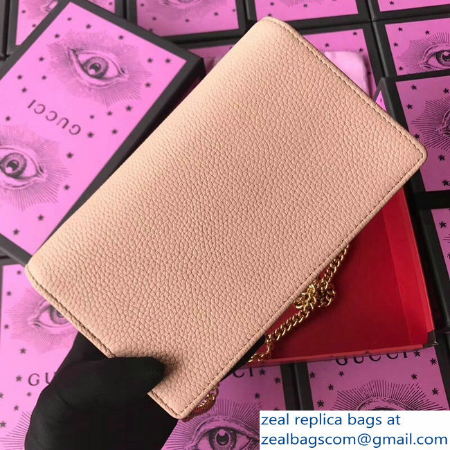 Gucci GG Leather Mini Chain Bag 497985 Nude Pink 2018