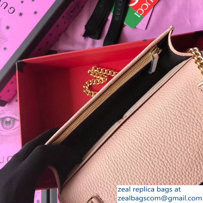 Gucci GG Leather Mini Chain Bag 497985 Nude Pink 2018