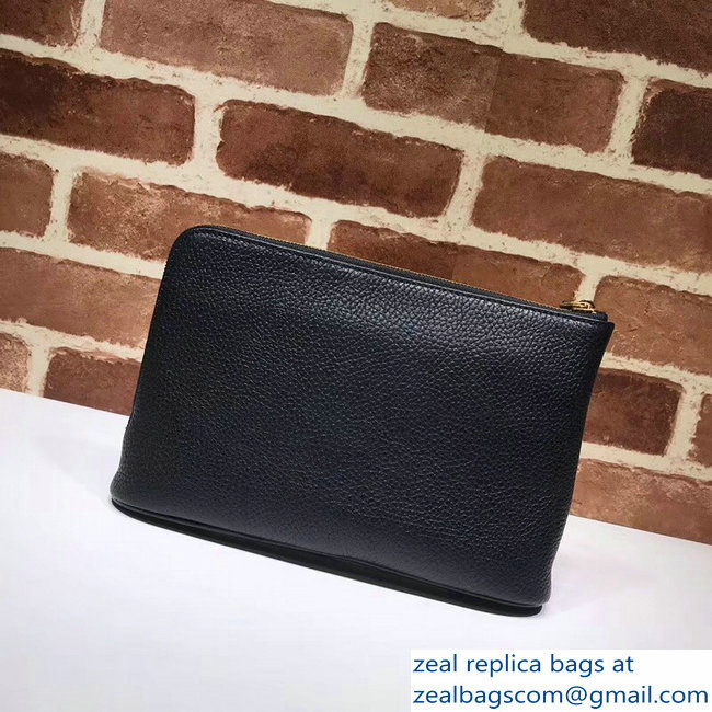 Gucci GG Leather Pouch Clutch Bag 497989 Black 2018 - Click Image to Close